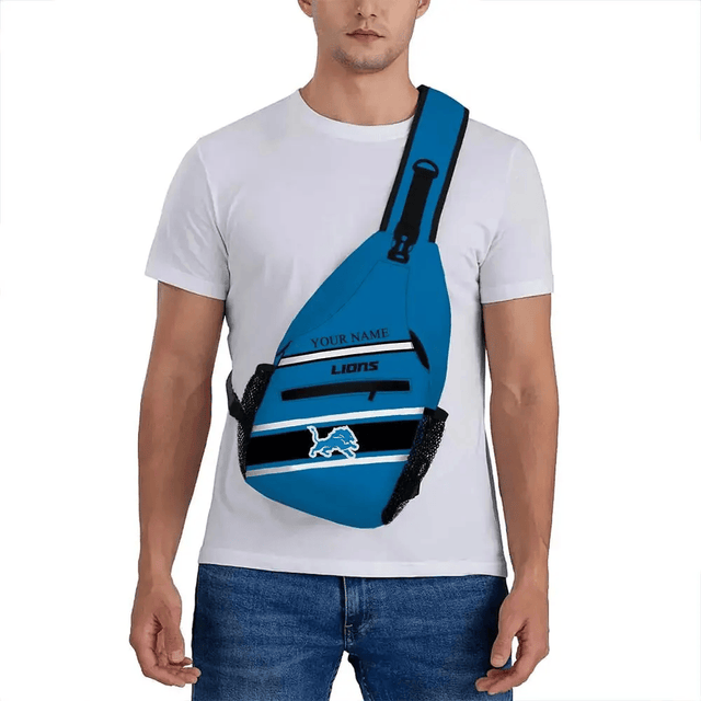 LIMITED EDITION - NEW CUSTOMIZED NFL04 DTL DETROIT LIONS SLING BAG