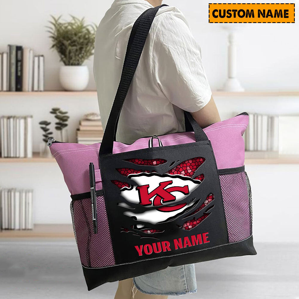 LIMITED EDITION - NEW CUSTOMIZED NFL01 KCC KANSAS CITY CHIEFS WATERPROOF TOTE BAG