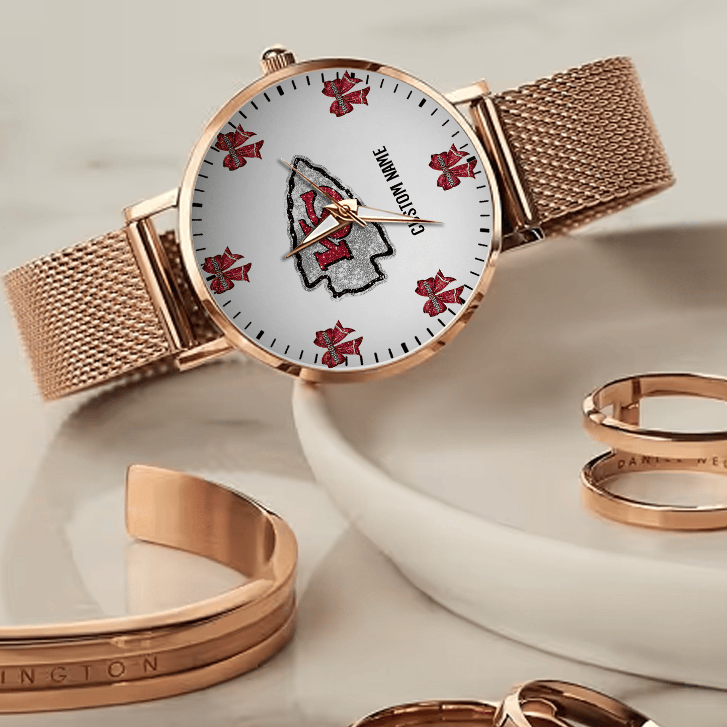 LIMITED EDITION - NEW CUSTOMIZED NFL01 KCC KANSAS CITY CHIEFS HAND WATCH