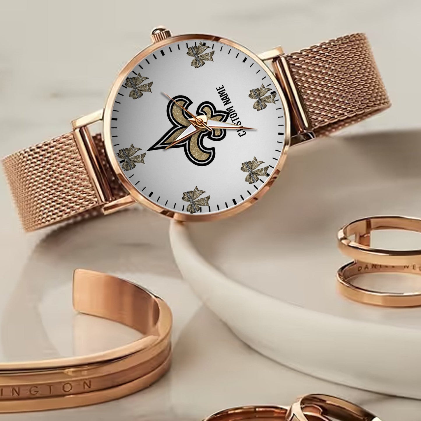 LIMITED EDITION - NEW CUSTOMIZED NFL24 NOS NEW ORLEANS SAINTS HAND WATCH
