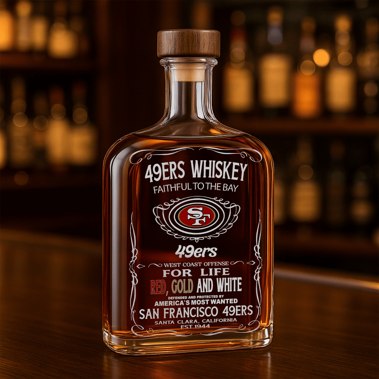 LIMITED EDITION - NEW CUSTOMIZED NFL11 SF49 SAN FRANCISCO 49ERS LUXURY WHISKEY BOTTLE 450ML