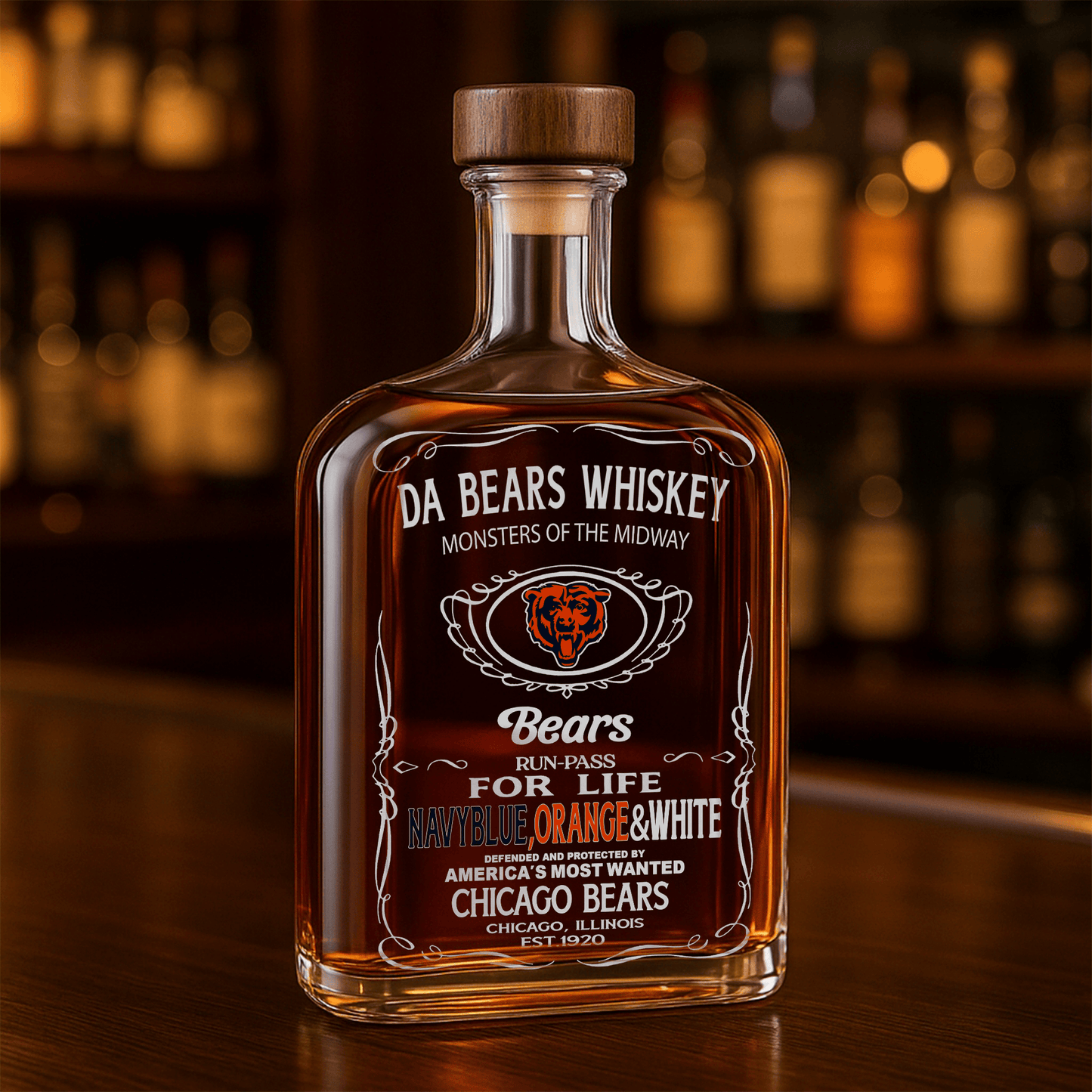 LIMITED EDITION - NEW CUSTOMIZED NFL26 CCB CHICAGO BEARS LUXURY WHISKEY BOTTLE 450ML