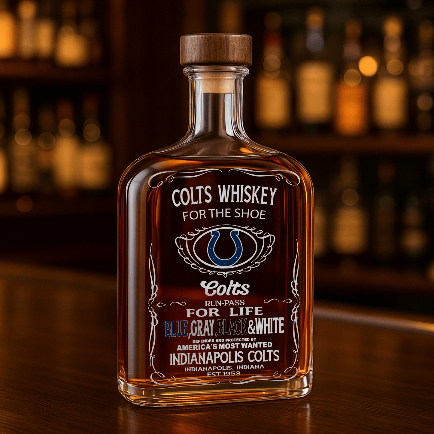 LIMITED EDITION - NEW CUSTOMIZED NFL17 IDC INDIANAPOLIS COLTS LUXURY WHISKEY BOTTLE 450ML