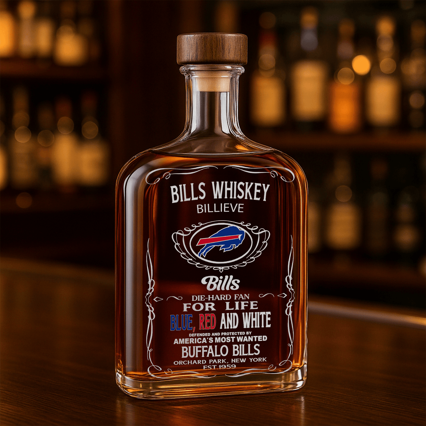 LIMITED EDITION - NEW CUSTOMIZED NFL03 BFB BUFFALO BILLS LUXURY WHISKEY BOTTLE 450ML