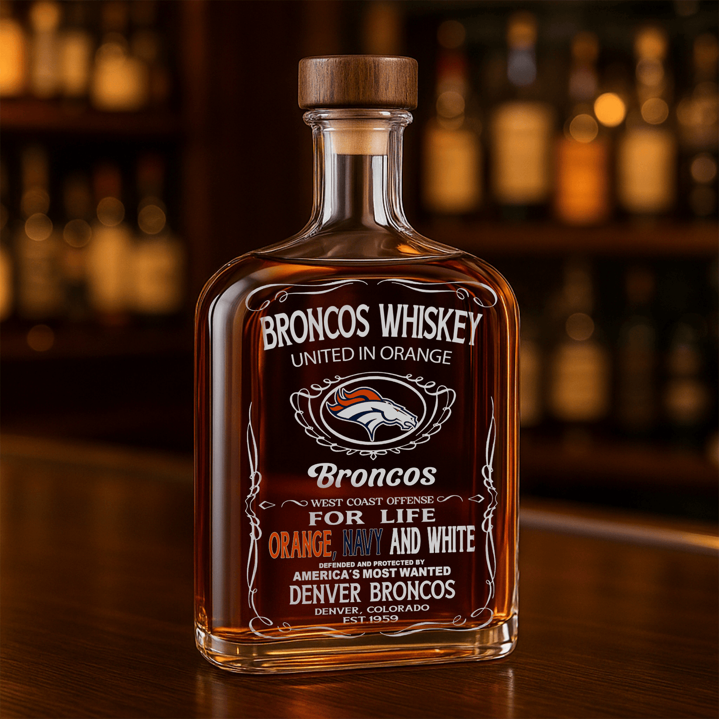 LIMITED EDITION - NEW CUSTOMIZED NFL13 DVB DENVER BRONCOS LUXURY WHISKEY BOTTLE 450ML
