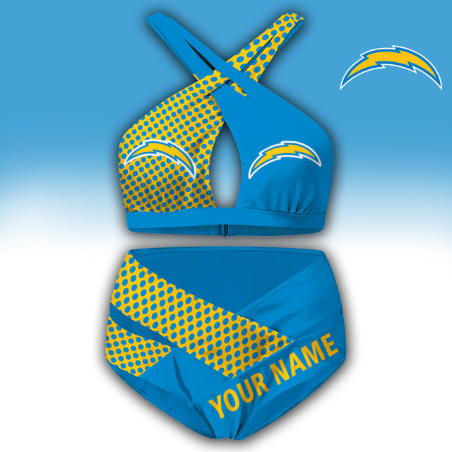 LIMITED EDITION - NEW CUSTOMIZED NFL09 LAC LOS ANGELES CHARGERS WOMEN'S CROSS SWIMSUIT UNDERWEAR
