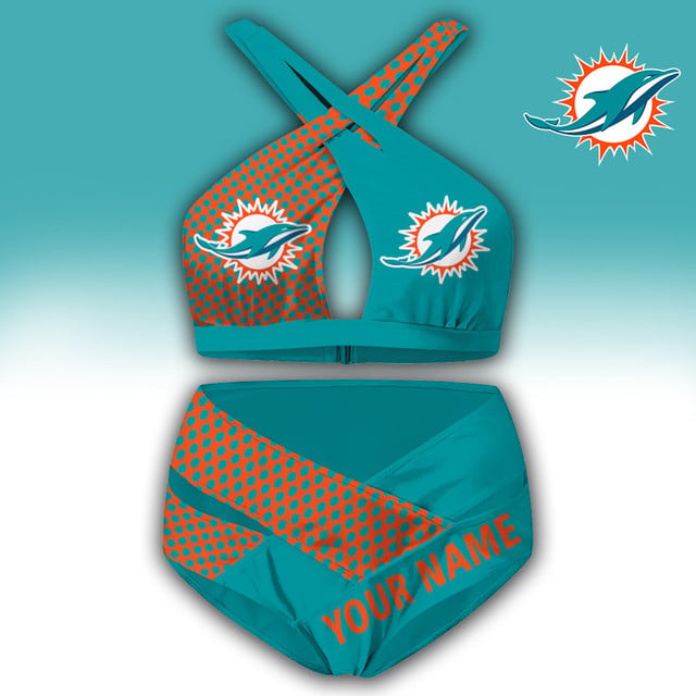 LIMITED EDITION - NEW CUSTOMIZED NFL19 MDP MIAMI DOLPHINS WOMEN'S CROSS SWIMSUIT UNDERWEAR
