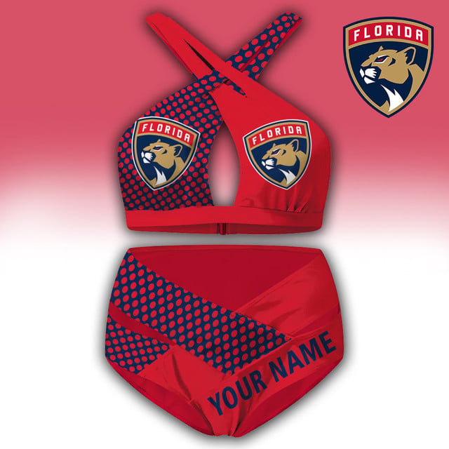 LIMITED EDITION - NEW CUSTOMIZED NHL01 FPT FLORIDA PANTHERS WOMEN'S CROSS SWIMSUIT UNDERWEAR
