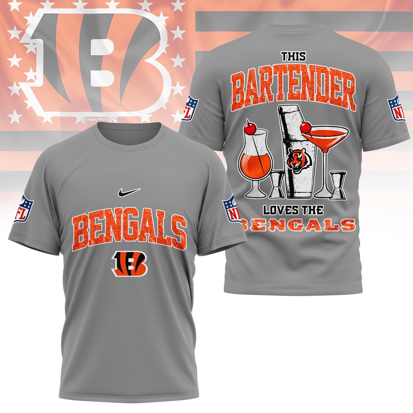 LIMITED EDITION - NEW CUSTOMIZED NFL16 CCB CINCINNATI BENGALS BARTENDER FAN 3D SHIRT
