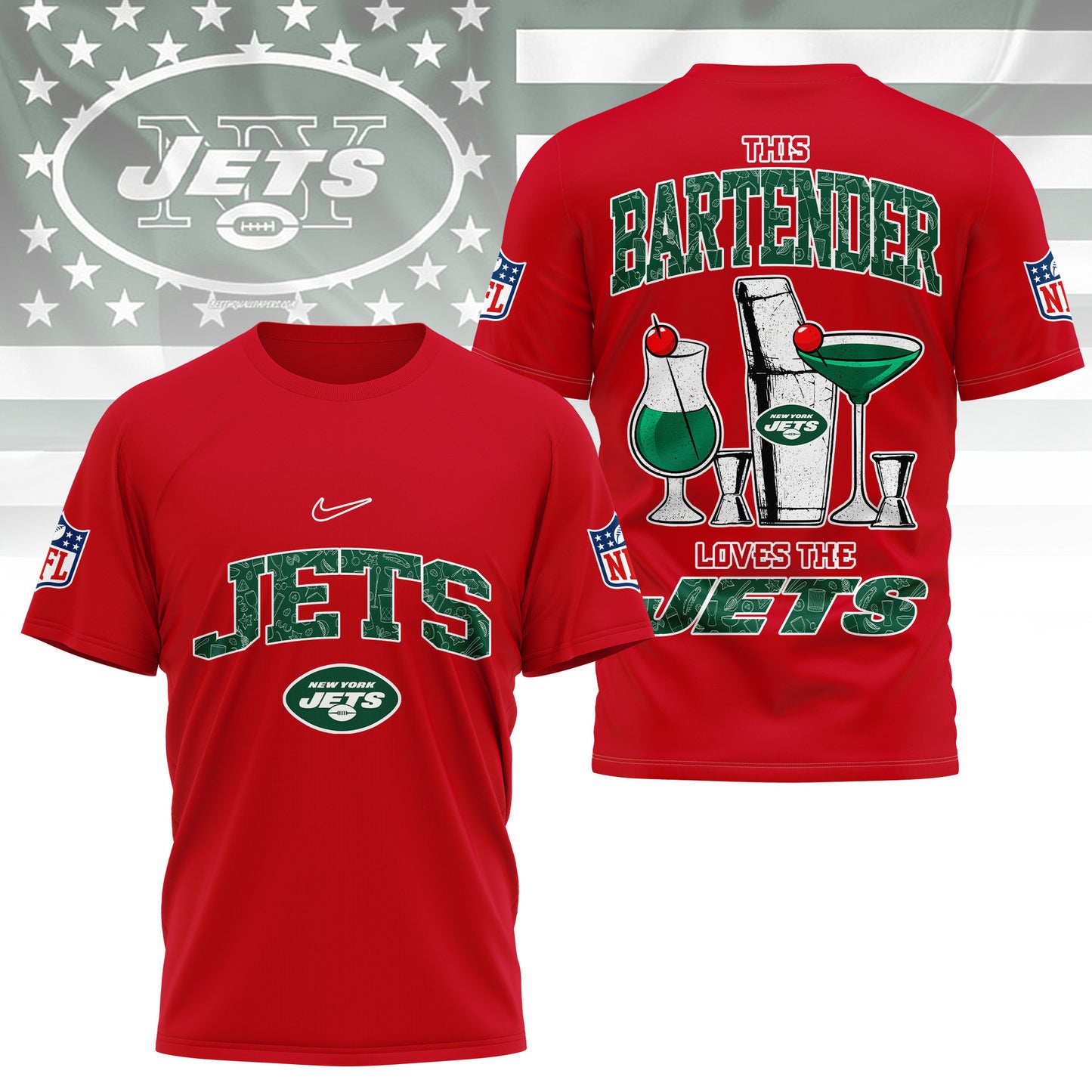 LIMITED EDITION - NEW CUSTOMIZED NFL25 NYJ NEW YORK JETS BARTENDER FAN 3D SHIRT