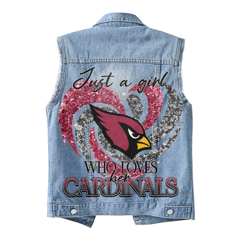 LIMITED EDITION - NEW PREMIUM NFL20 ARC ARIZONA CARDINALS UNISEX SLEEVELESS DENIM JACKET