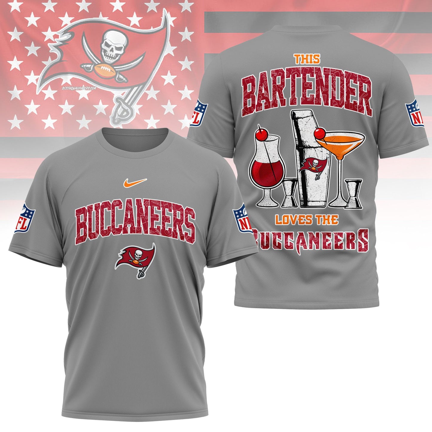 LIMITED EDITION - NEW CUSTOMIZED NFL10 TBB TAMPA BAY BUCCANEERS BARTENDER FAN 3D SHIRT