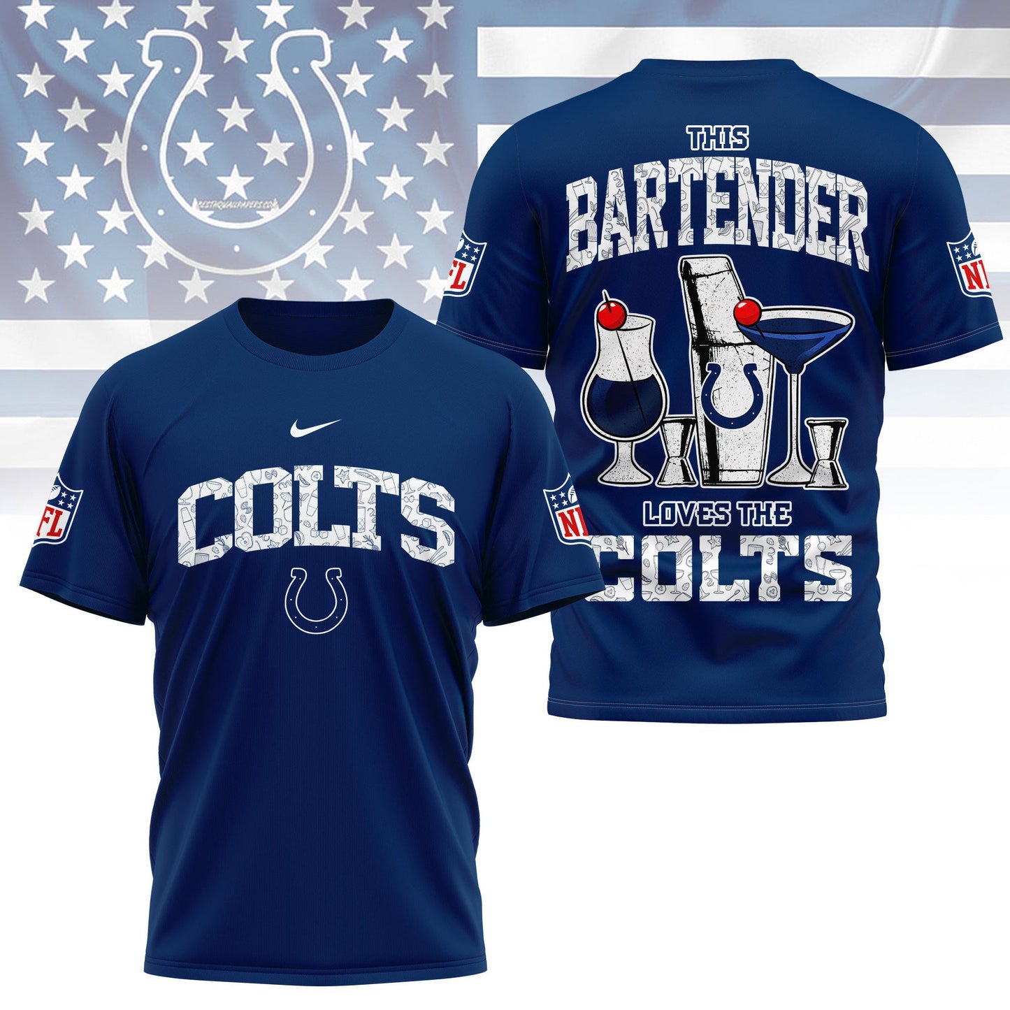 LIMITED EDITION - NEW CUSTOMIZED NFL17 IDC INDIANAPOLIS COLTS BARTENDER FAN 3D SHIRT