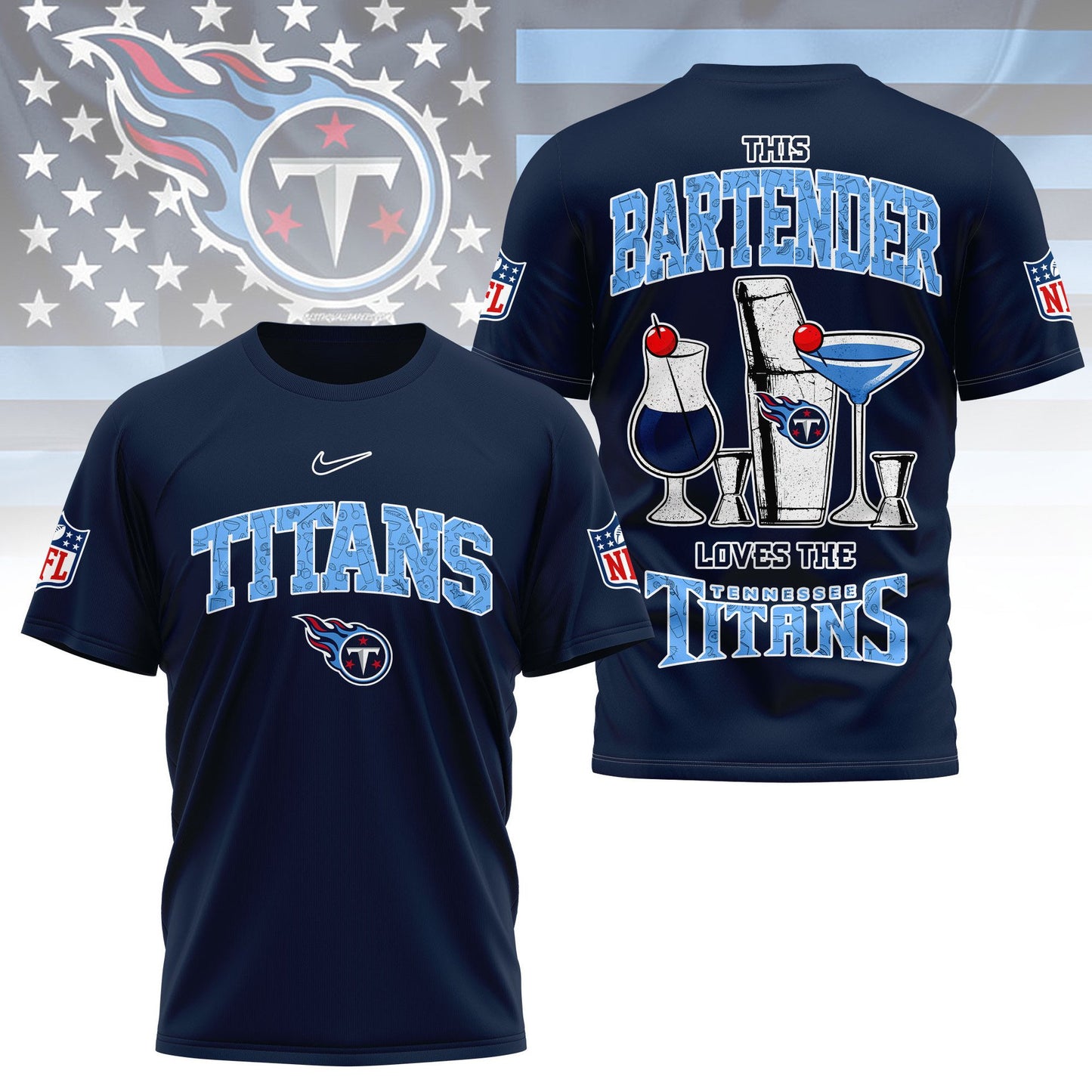 LIMITED EDITION - NEW CUSTOMIZED NFL31 TST TENNESSEE TITANS BARTENDER FAN 3D SHIRT