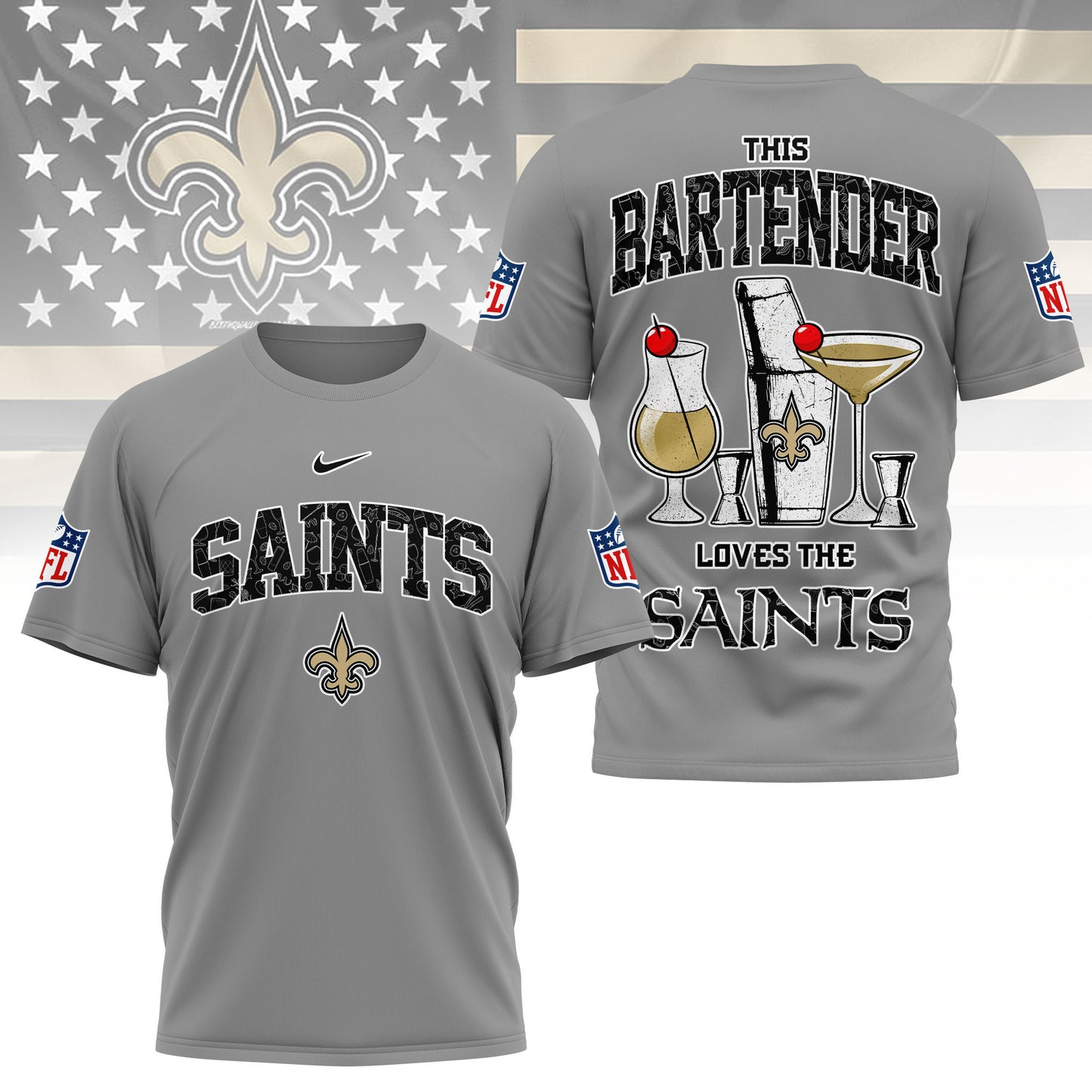 LIMITED EDITION - NEW CUSTOMIZED NFL24 NOS NEW ORLEANS SAINTS BARTENDER FAN 3D SHIRT