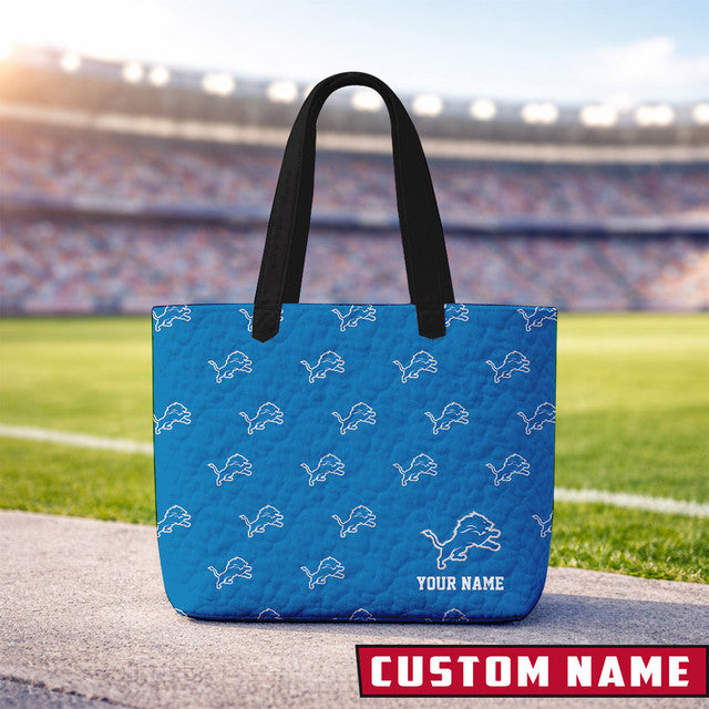 LIMITED EDITION - NEW CUSTOMIZED NFL04 DT LIONS QUILTED TOTE BAG