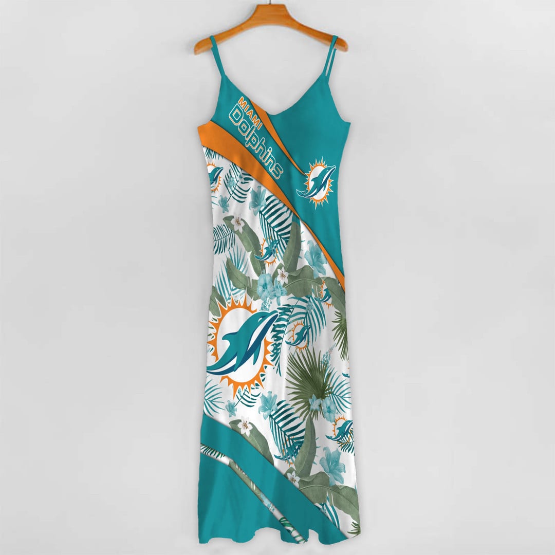 LIMITED RUN - NEW CUSTOMED NFL19 MDP MM DOLPHINS HAWAIIAN LONG DRESS