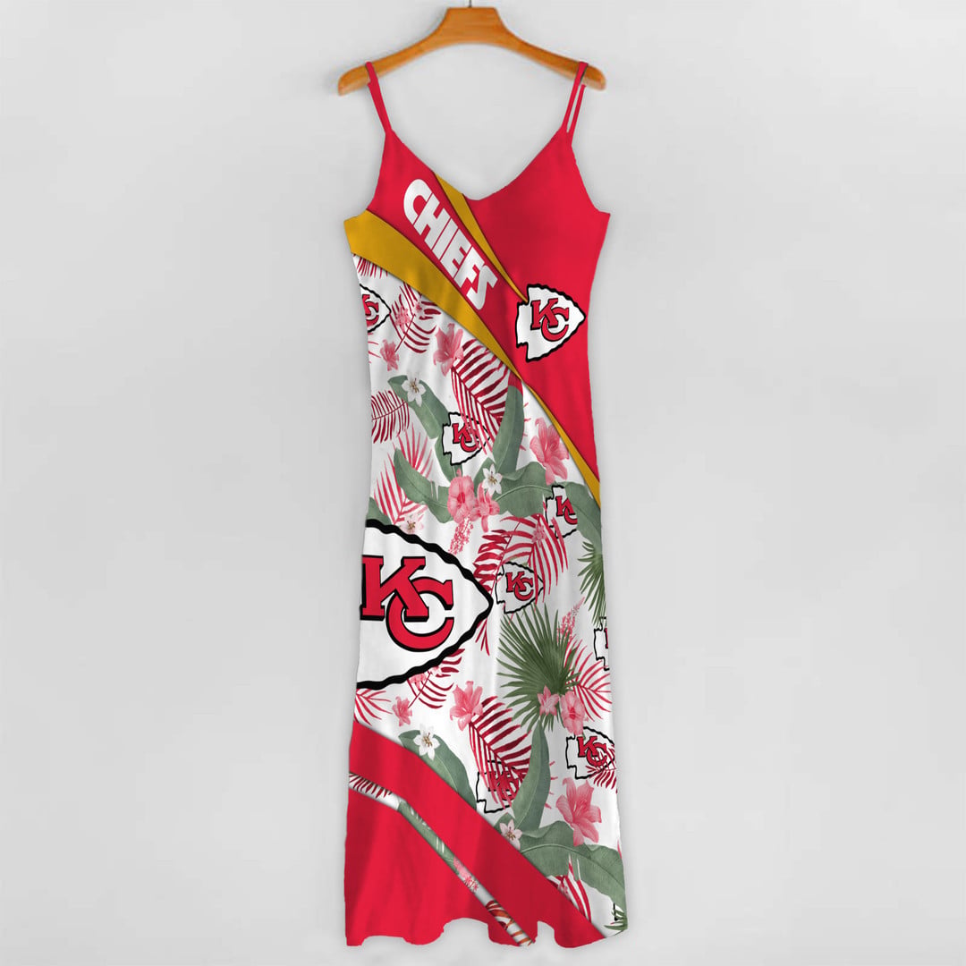 LIMITED RUN - NEW CUSTOMED NFL01 KCC KC CHIEFS HAWAIIAN LONG DRESS