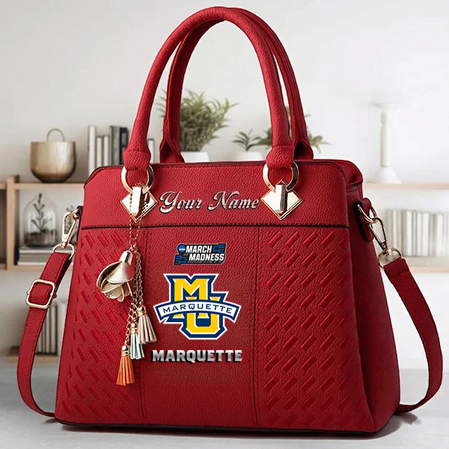 LIMITED EDITION - NEW CUSTOMIZED NCAA MAM17 MGE MARQUETTE GOLDEN EAGLES ZIP HANDBAG MULTICOLOR