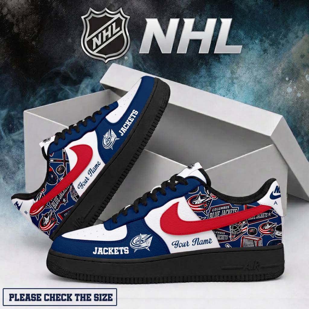 LIMITED EDITION - NEW CUSTOMIZED NHL18 CBJ COLUMBUS BLUE JACKETS AF1 SHOES