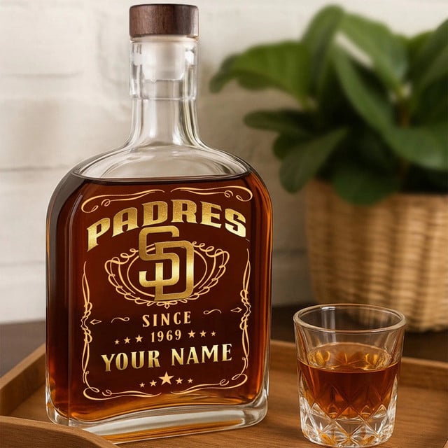 LIMITED EDITION - NEW CUSTOMIZED MLB18 SDP SAN DIEGO PADRES LUXURY WHISKEY BOTTLE 450ML