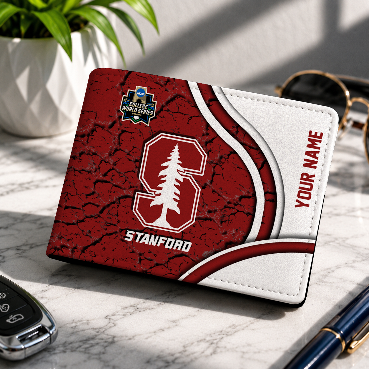 VIRAL EDITION - NEW CUSTOMIZED NCAA CWS18 STC STANFORD CARDINAL LEATHER WALLET