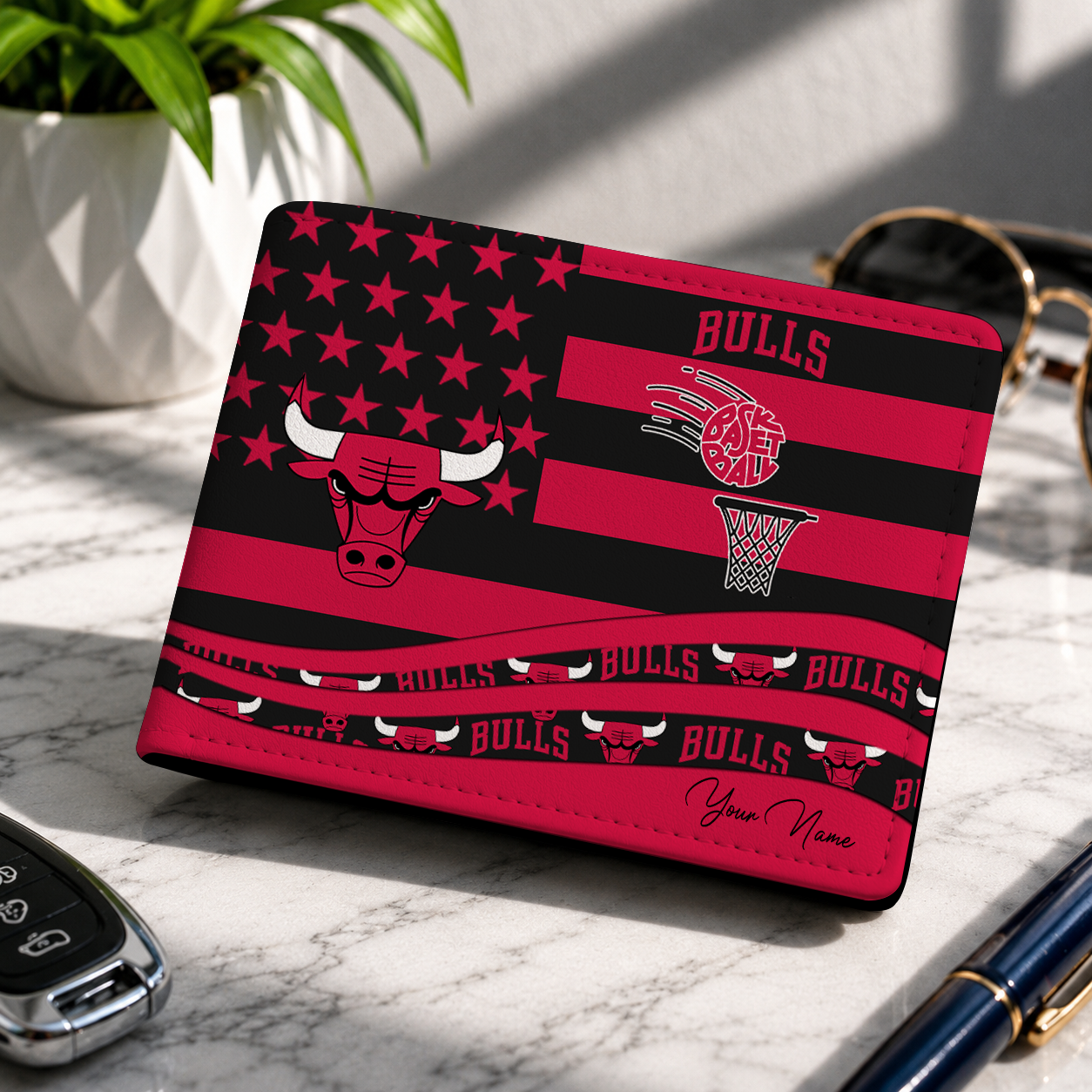 SPECIAL EDITION - NEW CUSTOMIZED NBA19 CBU CHICAGO BULLS LEATHER WALLET