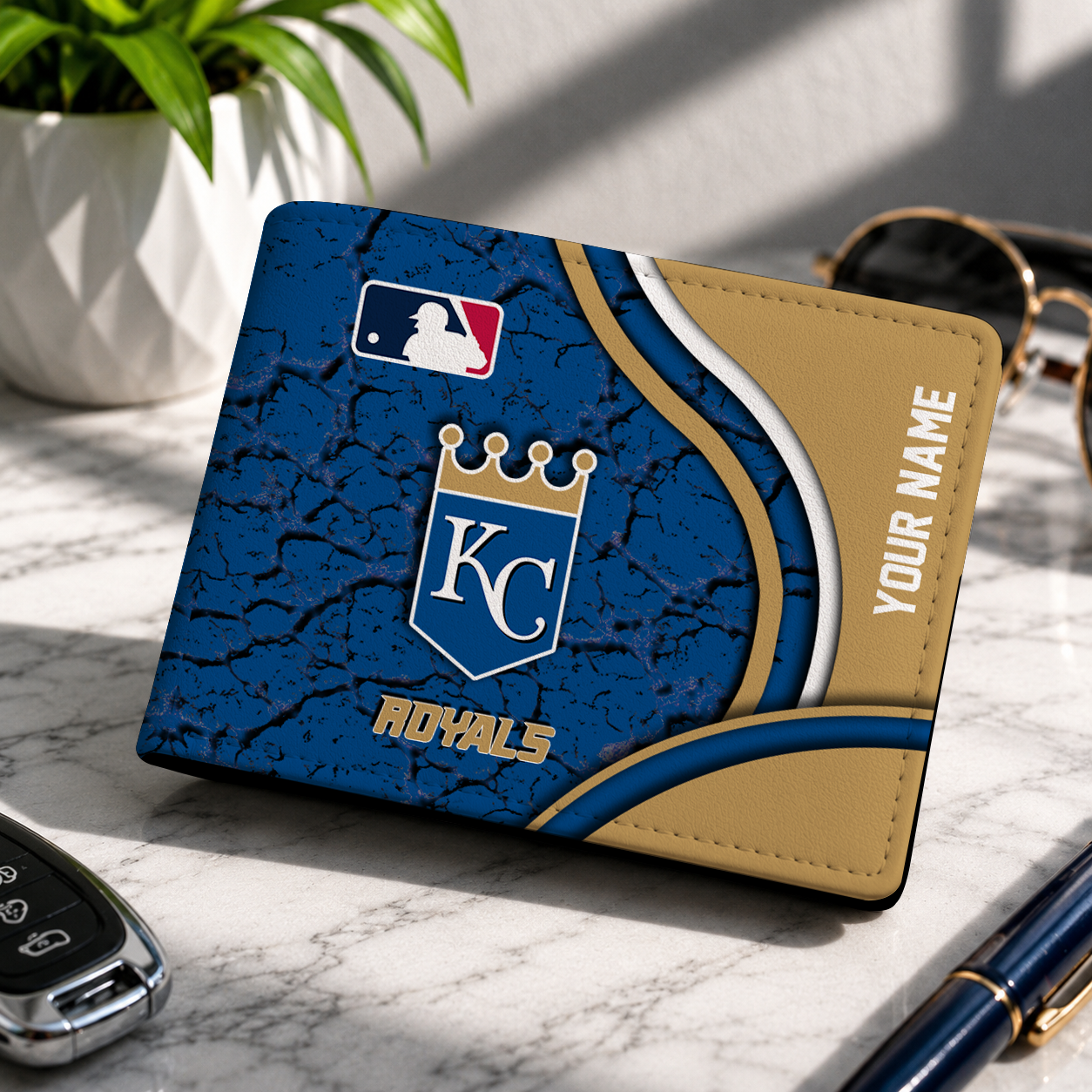 LIMITED EDITION - NEW CUSTOMIZED MLB19 KCR KANSAS CITY ROYALS LEATHER WALLET