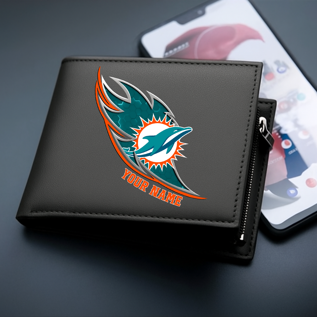 LIMITED EDITION - NEW CUSTOMIZED NFL19 MDP MIAMI DOLPHINS LEATHER WALLET