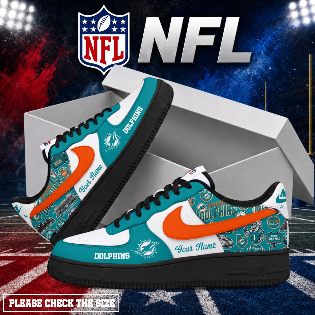 LIMITED EDITION - NEW CUSTOMIZED NFL19 MDP MIAMI DOLPHINS AF1 SHOES