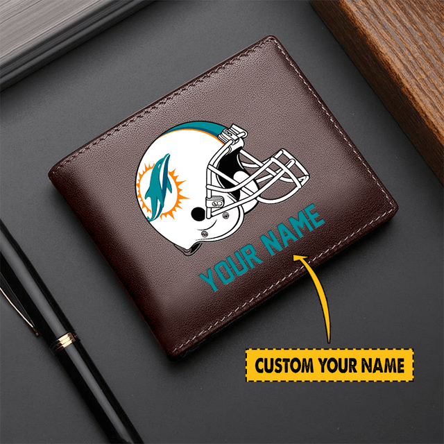 LIMITED EDITION - NEW CUSTOMIZED NFL19 MM DOPHINS LEATHER WALLET