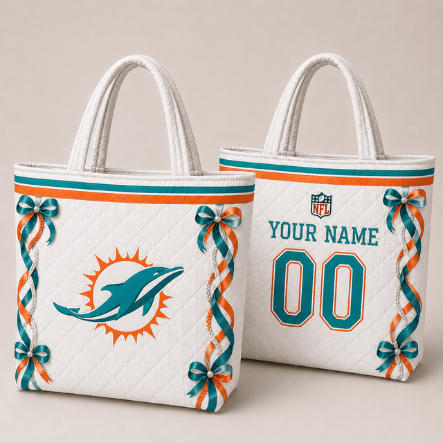 SPECIAL EDITION - NEW CUSTOMIZED NFL19 MDP MIAMI DOLPHINS QUILTED TOTE BAG