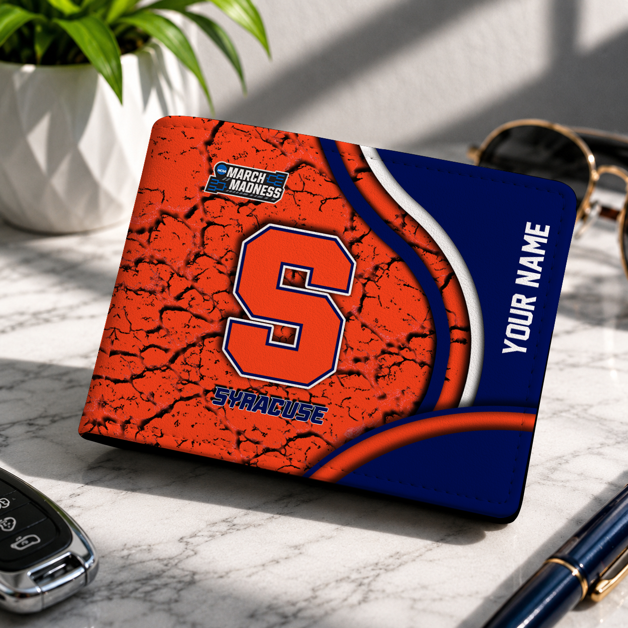 FINAL CLEARANCE - NEW CUSTOMIZED NCAA MAM19 SYO SYRACUSE ORANGE LEATHER WALLET
