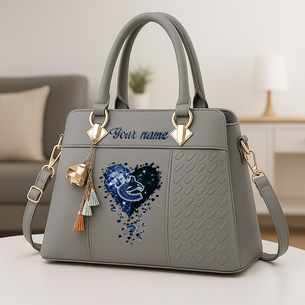 LIMITED EDITION - NEW CUSTOMIZED NHL19 VCC VANCOUVER CANUCKS ZIP HANDBAG MULTICOLOR