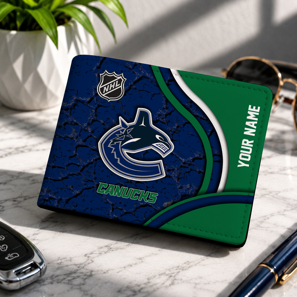 FINAL CLEARANCE - NEW CUSTOMIZED NHL19 VCC VANCOUVER CANUCKS LEATHER WALLET