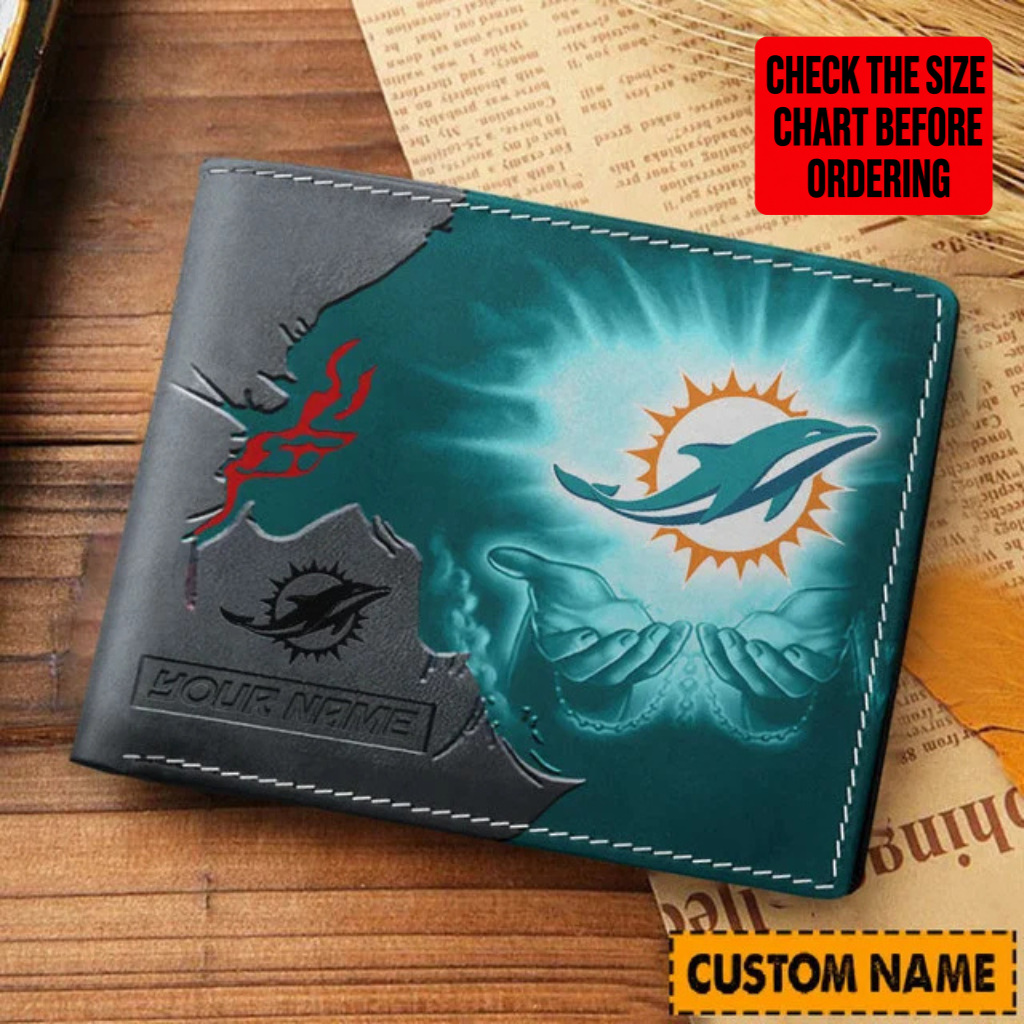 LIMITED EDITION - NEW CUSTOMIZED NFL19 MDP MIAMI DOLPHINS LEATHER WALLET