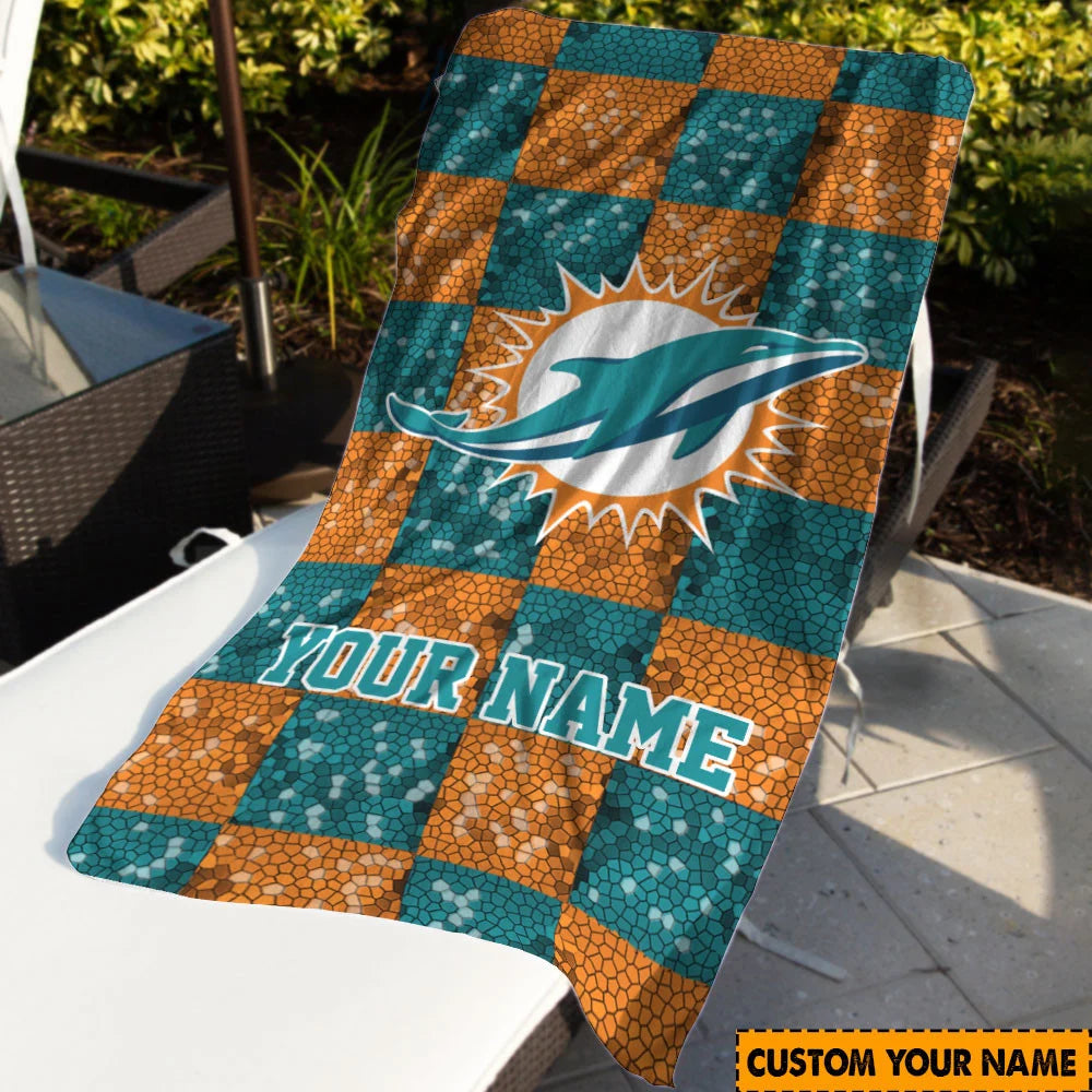 LIMITED EDITION - NEW CUSTOMIZED NFL19 MDP MIAMI DOLPHINS BEACH TOWEL