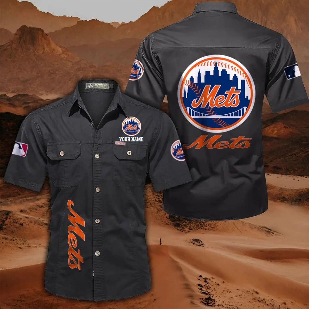 LIMITED EDITION - NEW CUSTOMIZED MLB17 NYM NEW YORK METS MEN'S CARGO SHIRT