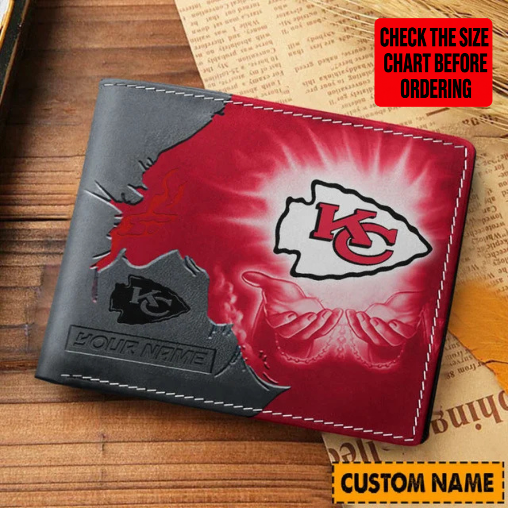 LIMITED EDITION - NEW CUSTOMIZED NFL01 KCC KANSAS CITY CHIEFS LEATHER WALLET