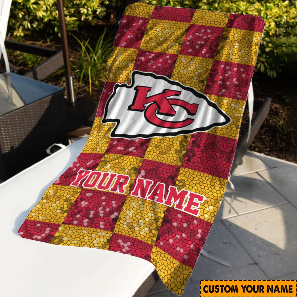 LIMITED EDITION - NEW CUSTOMIZED NFL01 KCC KANSAS CITY CHIEFS BEACH TOWEL