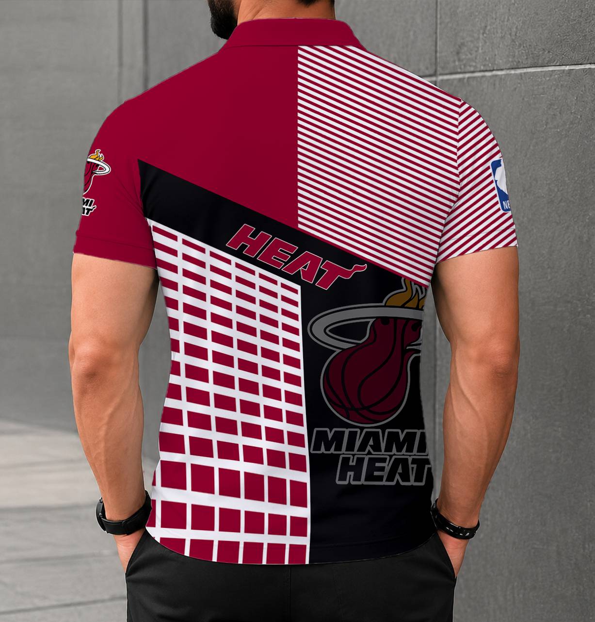 LIMITED EDITION - NEW CUSTOMIZED NBA20 MHE MIAMI HEAT POLO SHIRT