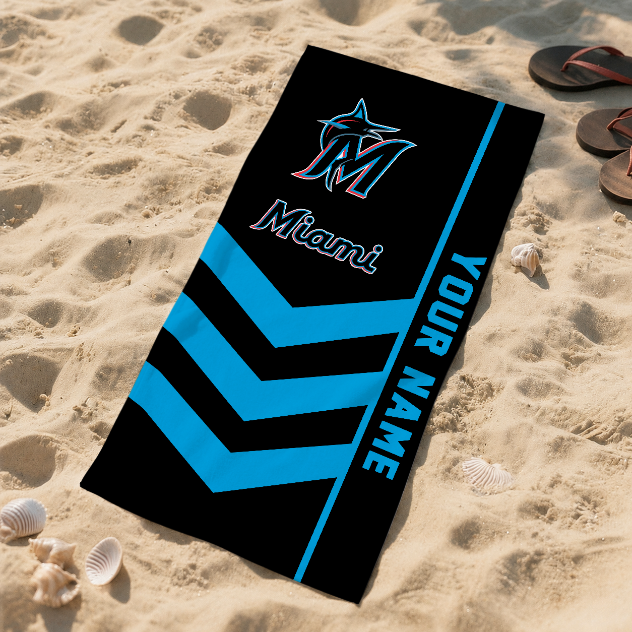 LIMITED EDITION - NEW CUSTOMIZED MLB20 MMS MIAMI MARLINS BEACH TOWEL FOR FAN