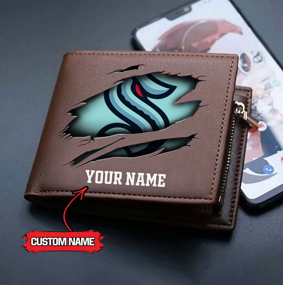LIMITED EDITION - NEW CUSTOMIZED NHL20 STK SEATTLE KRAKEN LEATHER WALLET
