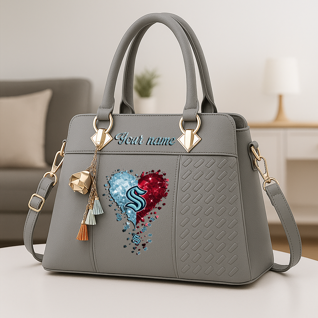 LIMITED EDITION - NEW CUSTOMIZED NHL20 STK SEATTLE KRAKEN ZIP HANDBAG MULTICOLOR