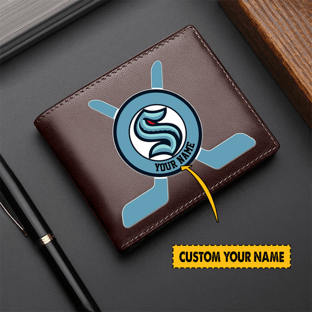 LIMITED EDITION - NEW CUSTOMIZED NHL20 STK SEATTLE KRAKEN LEATHER WALLET
