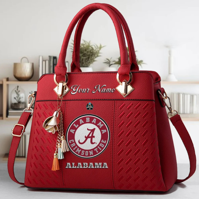 LIMITED EDITION - NEW CUSTOMIZED NCAA CWS21 ABC ALABAMA CRIMSON TIDE ZIP HANDBAG MULTICOLOR