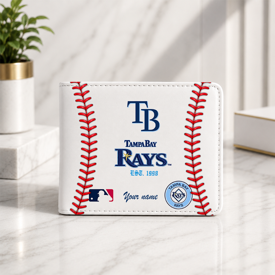 LIMITED EDITION - NEW CUSTOMIZED MLB21 TBR TAMPA BAY RAYS LEATHER WALLET