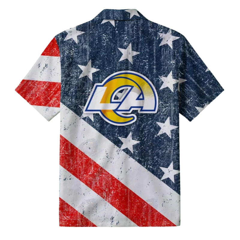 LIMITED EDITION - NEW CUSTOMIZED NFL22 LAR LOS ANGELES RAMS PATRIOTIC 250 USA HAWAIIAN SHIRT