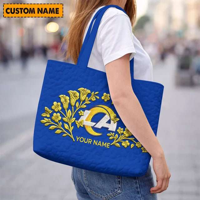 ELITE EDITION - NEW CUSTOMIZED NFL22 LAR LOS ANGELES RAMS QUILTED TOTE BAG