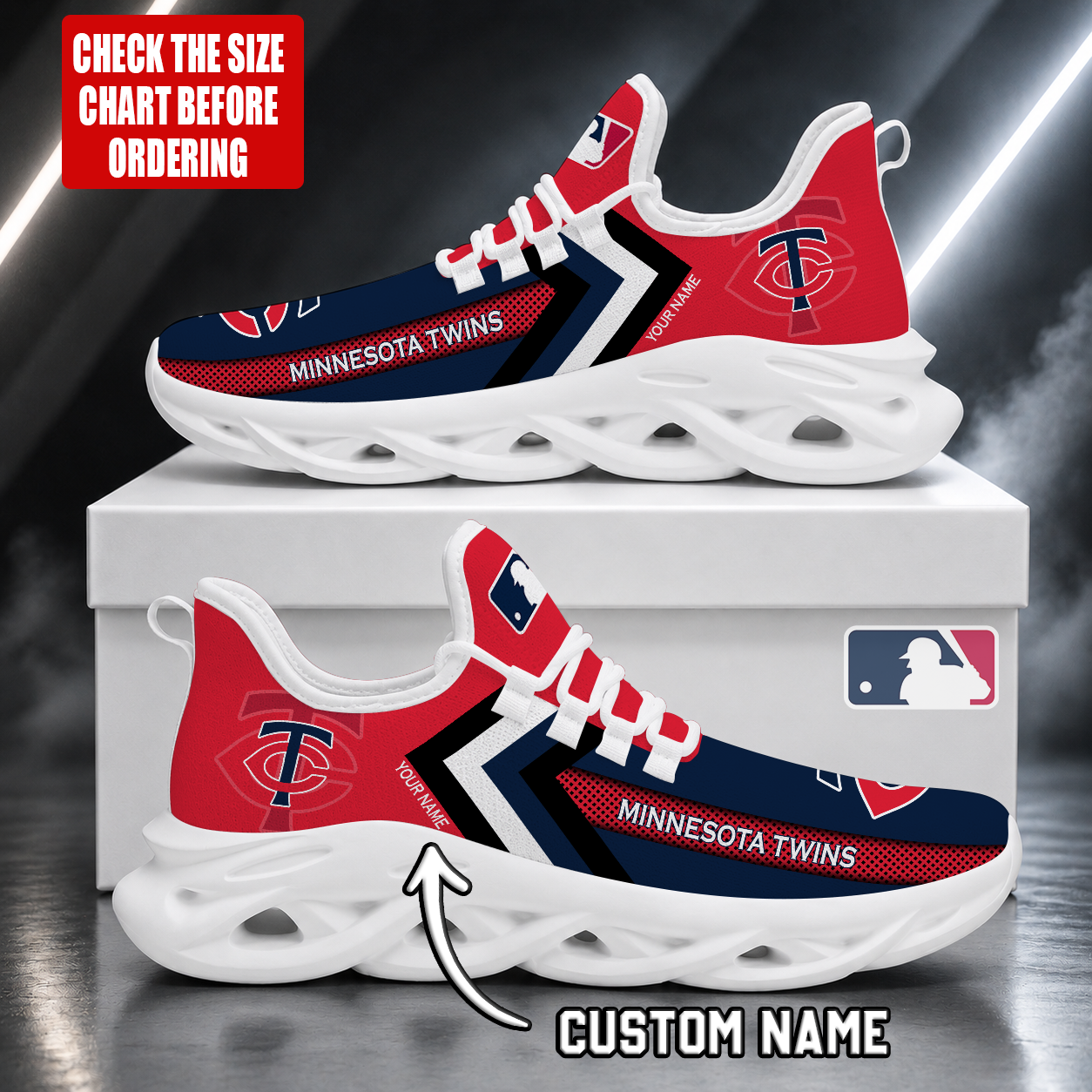 LIMITED EDITION - NEW CUSTOMIZED MLB22 MTS MINNESOTA TWINS MAX SOUL SHOES